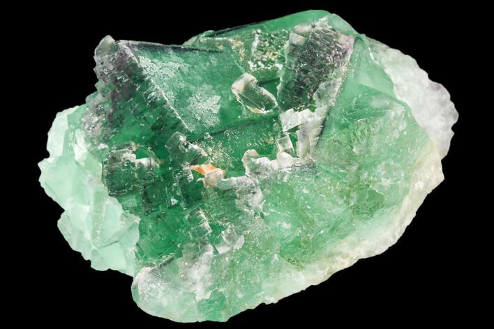 Green Fluorite Crystal Cluster with Stepped Aftergrowth - China #112197